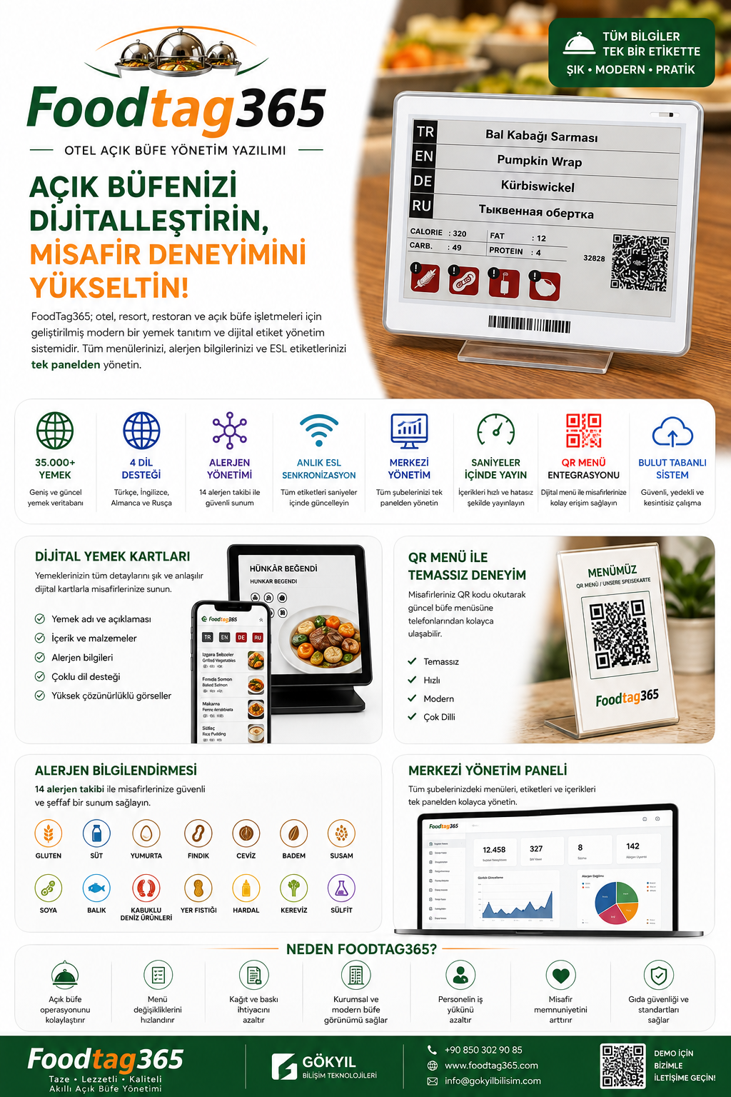 FoodTag365 açık büfe, alerjen ve dijital etiket yönetimi